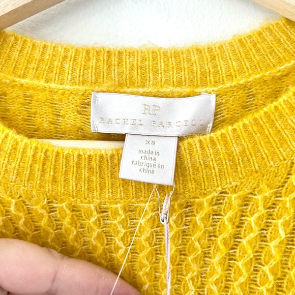 Rachel Parcell Yellow Treasure Pointelle Knit Ruffle Sweater Size XS‎ NWT - Picture 6 of 10